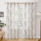 Cortinas BGment Linen, 213 cm de comprimento, folha floral, 2 painéis, marrom