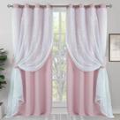 Cortinas BGment Long Pink Blackout com estampa prateada 240x240cm