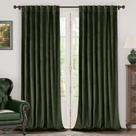 Cortinas BGment Olive Green Velvet 213x213cm com Blackout