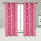 Cortinas BGment Pink Blackout com estrela e lua para meninas 160x160cm