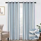 Cortinas blackout DriftAway Chris Linen com camada térmica e redutora de som de 108 polegadas de comprimento para quarto, cortinas estampadas listradas, tratamentos de janelas forradas com isolamento térmico para sala de estar Jean Navy