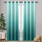 Cortinas Blackout DWCN Ombre Teal 132x213cm com padrão de damasco