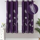 Cortinas blackout Estelar Textiler roxas com estampa de palmeira 160x160 cm