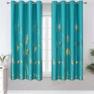 Cortinas Blackout Estelar Textiler Teal con Palma Dorada 160x160 cm
