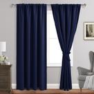 Cortinas Blackout JIUZHEN com isolamento térmico azul marinho 107x213cm
