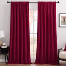 Cortinas Blackout Joydeco de Terciopelo Rojo 100% 183x183 cm 2 Paneles