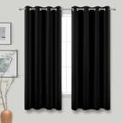 Cortinas Blackout KOUFALL pretas de 160 cm de comprimento para 2 painéis de quarto