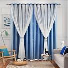 Cortinas Blackout Loyala Star 160x160cm azuis para quarto de crianças