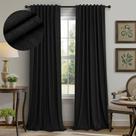 Cortinas Blackout Pitalk Black Faux Linen 244 cm l x 244 cm L 2 painéis