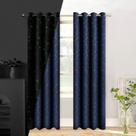 Cortinas Blackout TMLTCOR Glow in The Dark, azul marinho, 213 cm