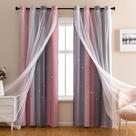 Cortinas Blackout XiDi Dream Star para quarto de crianças rosa cinza