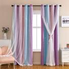 Cortinas Blackout XiDi Dream Star para quarto de crianças rosa roxo