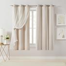 Cortinas Bujasso Beige 80% Blackout com sobreposição transparente 160x160cm
