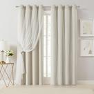 Cortinas Bujasso Beige 80% Blackout com sobreposição transparente 260x260cm