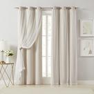 Cortinas Bujasso Beige 90% Blackout com sobreposição transparente 210x213cm