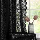 Cortinas Bujasso Black Sheer Lace 160x160cm Vintage Floral