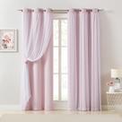 Cortinas Bujasso Pink Blackout com sobreposição transparente 80% escurecimento