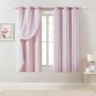 Cortinas Bujasso Pink Blackout com sobreposição transparente 80% escurecimento