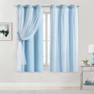 Cortinas Bujasso Sky Blue 80% Blackout com sobreposição transparente 160x160cm
