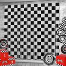 Cortinas com franjas de alumínio, pano de fundo, carro de corrida, decoração de festa, 4 unidades