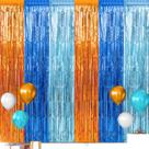 Cortinas com franjas metálicas, decorações de fundo, pacote com 3 unidades, Blue Dog