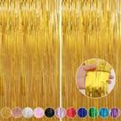 Cortinas de Alumínio Crosize Gold com Franjas - 1m x 2,5m (Pacote com 2) - Decoração de Festa