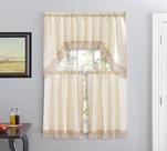 Cortinas de café American Linen para cozinha e banheiro (bege)