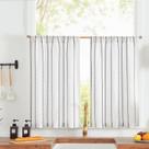 Cortinas de Cocina de Lino a Rayas Jinchan 24 cm Estilo Campestre 2 Paneles