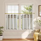 Cortinas de Cocina Jinchan de Lino a Rayas con Cubrebarra 60x60 cm 2 Paneles