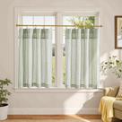 Cortinas de Cocina Jinchan de Lino a Rayas con Volante 90x90 cm 2 Paneles
