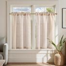 Cortinas de cozinha jinchan Linen Listradas Tier 90 cm de comprimento 2 painéis
