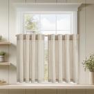 Cortinas de cozinha jinchan Linen Listrado Tier 45 cm 2 painéis