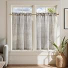 Cortinas de cozinha jinchan, linho listrado, painéis de 36 cm, nível 2