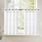 Cortinas de cozinha jinchan Tie Top Linen 36 cm de comprimento, 2 painéis