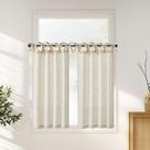 Cortinas de cozinha jinchan Tie Top Linen 45 cm de comprimento 2 painéis