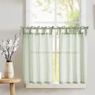 Cortinas de cozinha jinchan Tie Top Linen 60 cm de comprimento 2 painéis