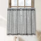 Cortinas de cozinha Oindec Boho Tassel 90 cm de comprimento: algodão e linho