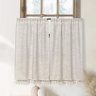 Cortinas de cozinha Oindec Boho Tassel 90 cm de comprimento: algodão e linho