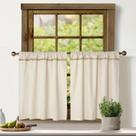 Cortinas de cozinha Oindec de algodão e linho com renda de serapilheira 60cm