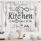 Cortinas de cozinha Riyidecor Rustic Farmhouse 140x100cm 2 painéis