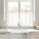 Cortinas de cozinha transparentes HOMEIDEAS brancas 76x61cm 2 painéis Cortinas de cozinha transparentes HOMEIDEAS brancas 76x61cm 2 painéis