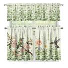 Cortinas de cozinha Wiryuouvt Hummingbird Sage Green 91 cm, 3 peças