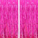 Cortinas de franja i-Chony Shiny Hot Pink Metallic Tinsel x2 1m x 2,5 m