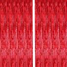 Cortinas de franja i-Chony Shiny Red Metallic Tinsel 1 m x 2,5 m