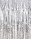 Cortinas de franja i-Chony Shiny Silver Metallic Tinsel 1x2,5 m, 2 peças