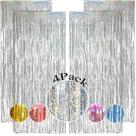 Cortinas de fundo com franjas Almeno Silver Foil, 1 x 2,5 m, pacote com 4