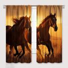 Cortinas de janela Cyness Western Wild Galloping Horses 132x213cm