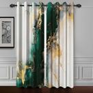 Cortinas de janela de mármore dourado verde Baocicco para arte de quarto Cortinas de janela de mármore de textura dourada fluida para sala de estar, luxo moderno, design dourado, ilhós, cortina blackout, 2 painéis, 53 x 72 polegadas