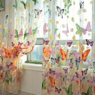 Cortinas de janela e portas HMANE Offset Print Sheer Voile Tule Cortinas de janela e portas HMANE Offset Print Sheer Voile Tule