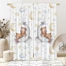 Cortinas de janela Felortte Cartoon Lovely Bear Moon 82x213cm